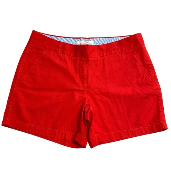 J.Crew Factory Red Broken-In Chino Shorts Size 8 Cotton Summer Preppy Casual - Picture 1 of 8